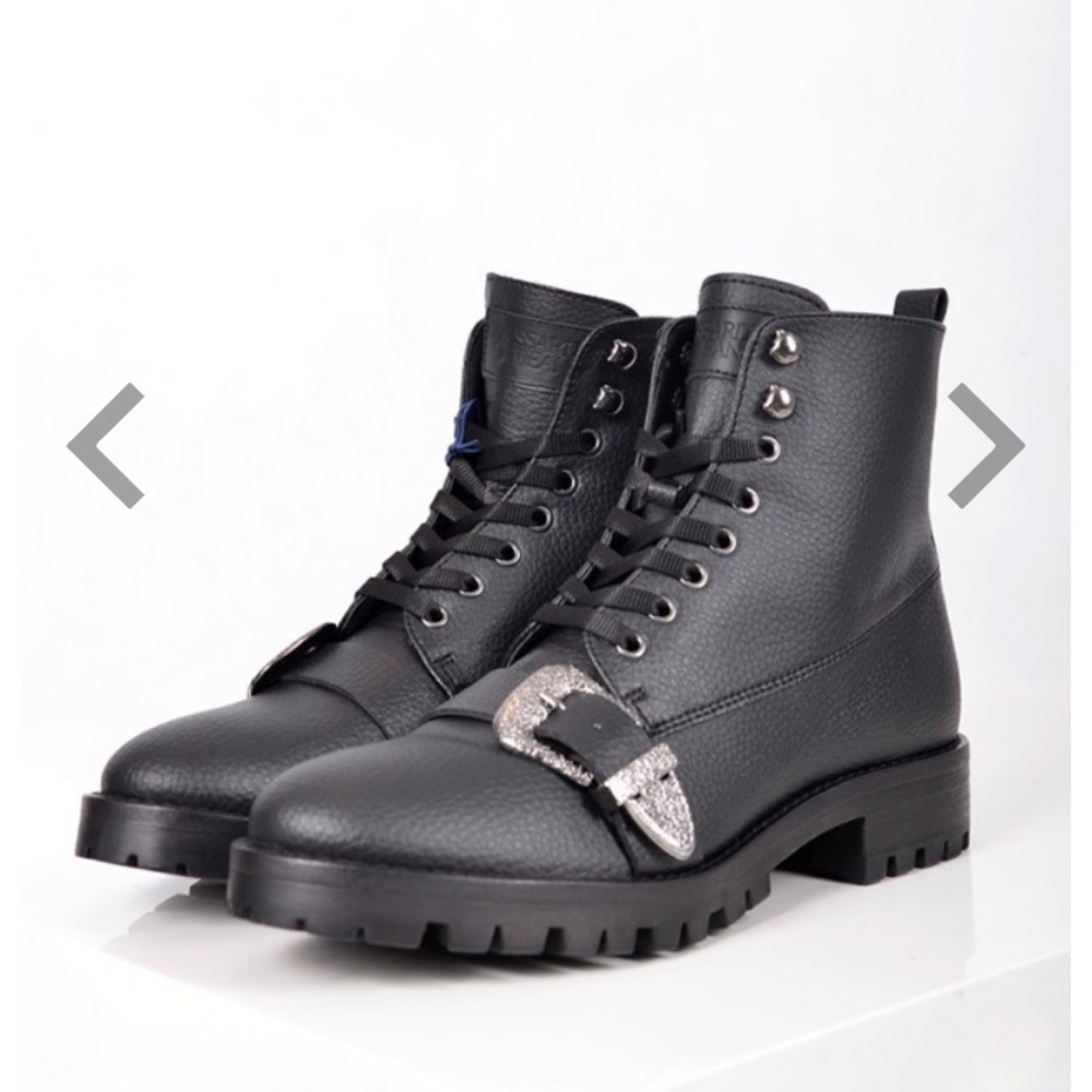 NWB‼️ Trussardi Jeans combat Ecoleather Boots with Buckle Size US 5.5/ EU 36
